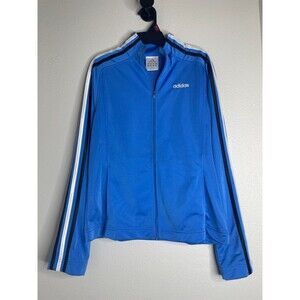Adidas Women’s Track Jacket S – Y2K Retro Sporty 3 Stripe Blue Zip-Up Streetwear